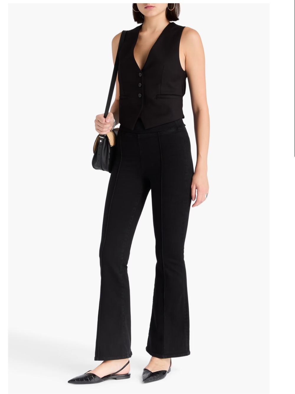 NWT FRAME The Jetset Flared Jeans in Sheen Noir